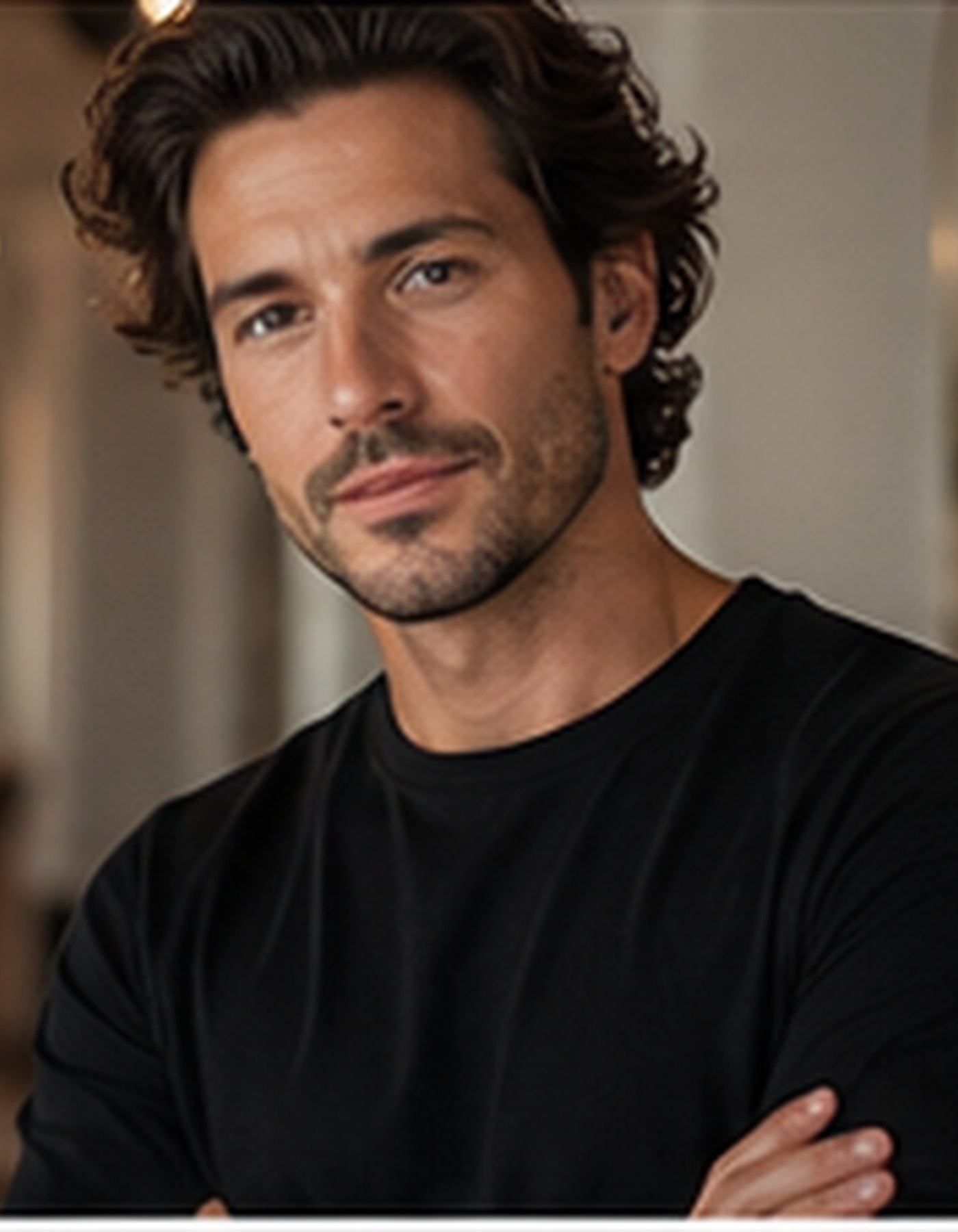 Portrait of a color specialist in warm atelier light